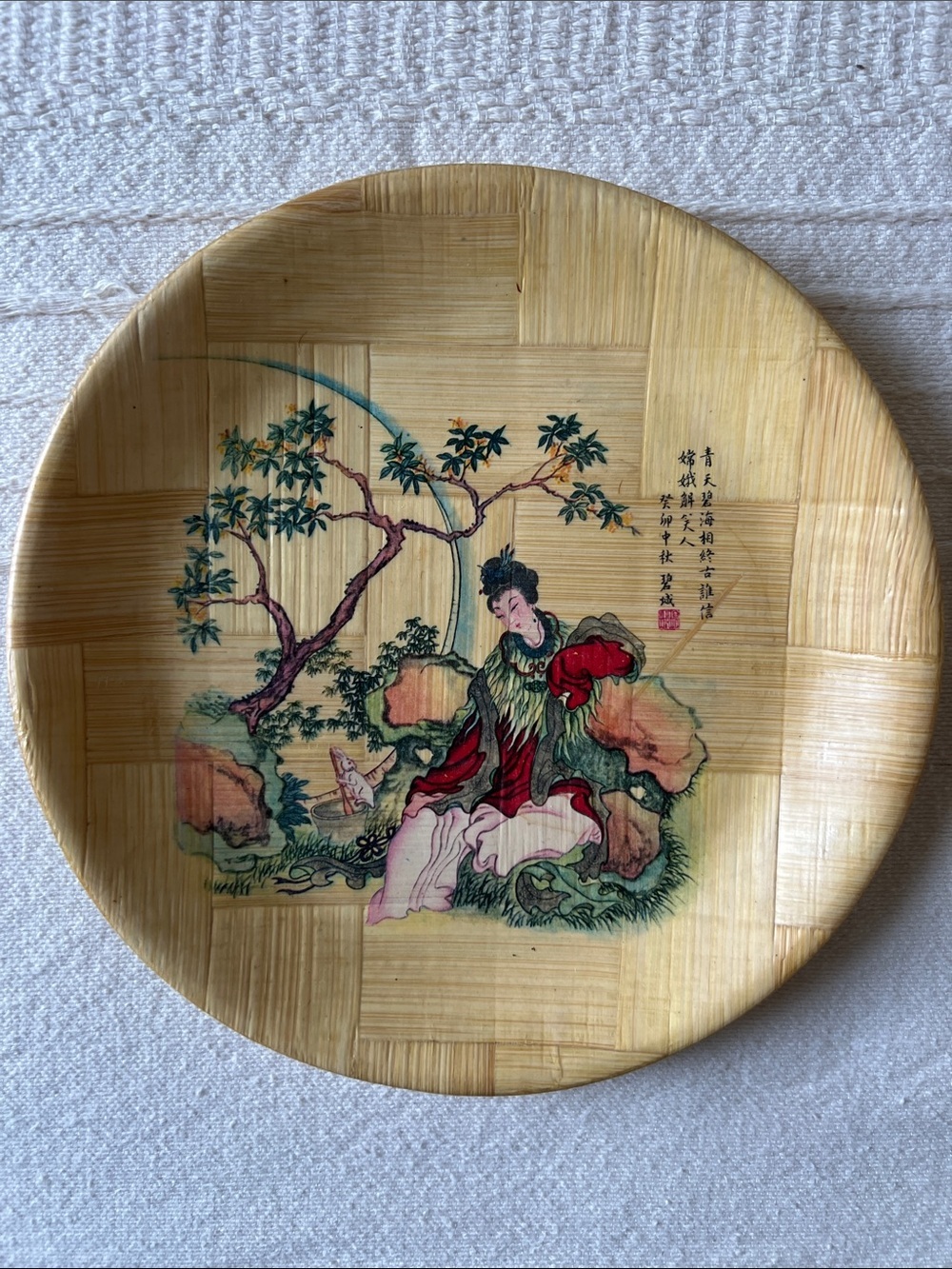 Vintage Decorative Bamboo Plates - Set of 6 (Natural Tan) - Picture 5 of 10